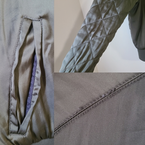 🦊 (L) Satin Bomber Jacket with Quilted Sleeves - Picture 8 of 9